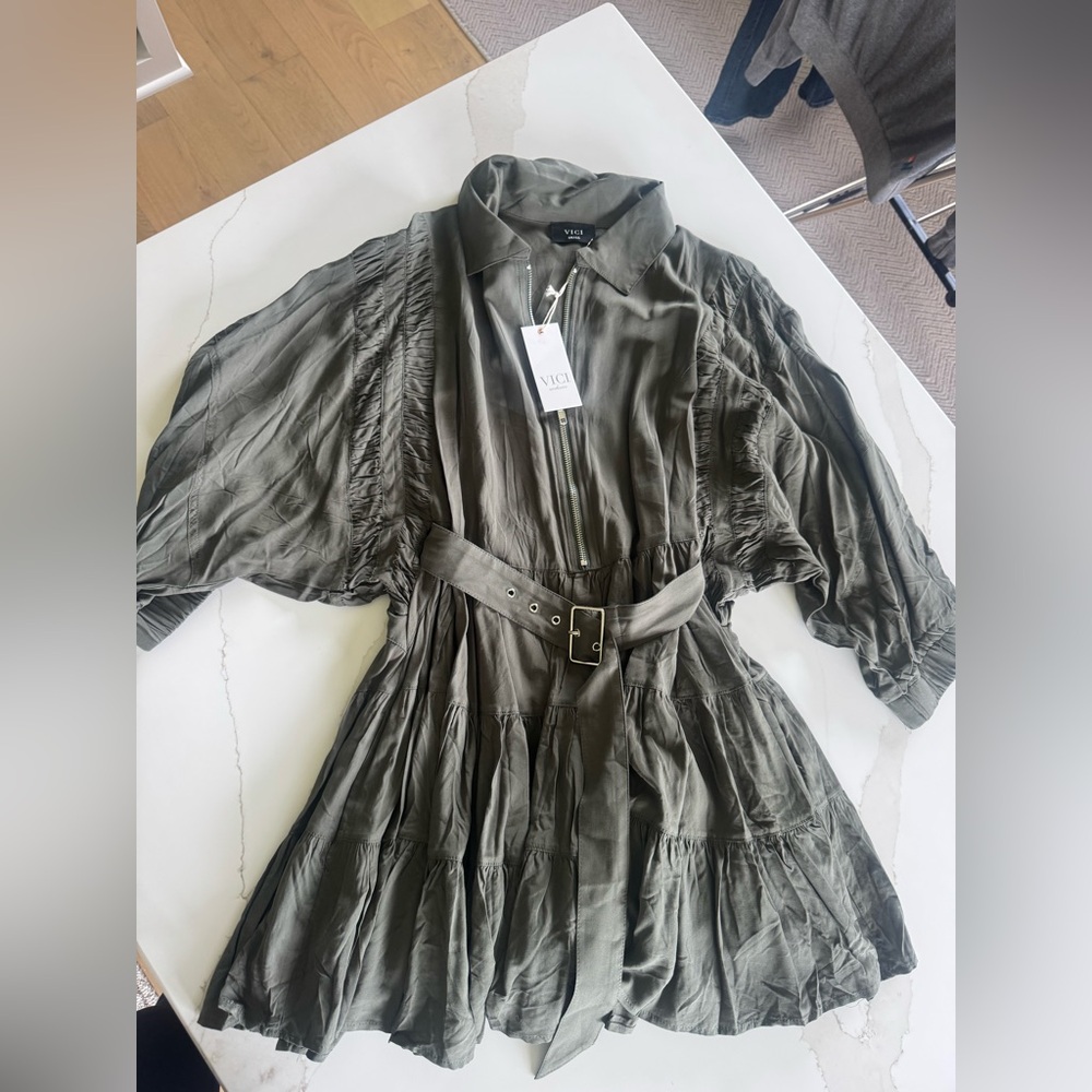 VICI army green dress, new with tags.
